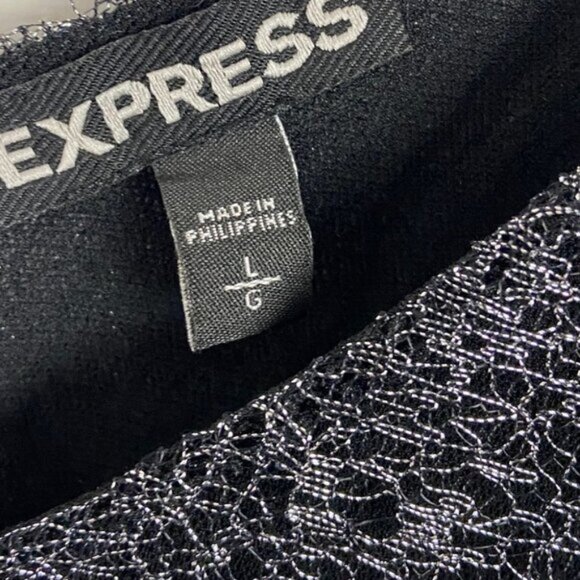 Express Sequin Silver Sleeveless Layering Top VNeck Size Large Metallic Party L - Picture 2 of 6